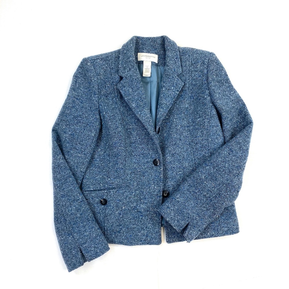 Liz Claiborne Denim Blue Boucle Blazer